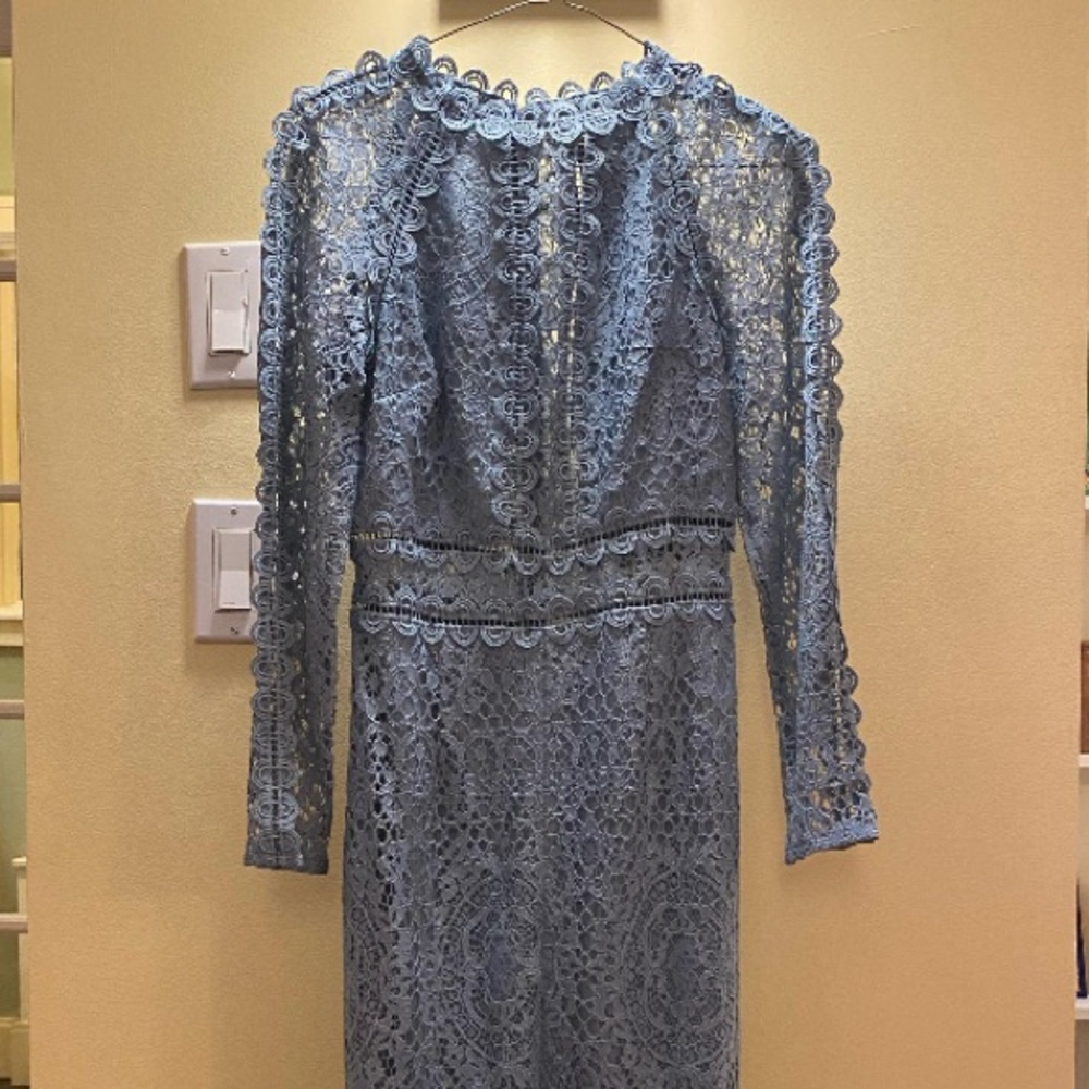ASOS Baby Blue Lace Long Sleeve Dress